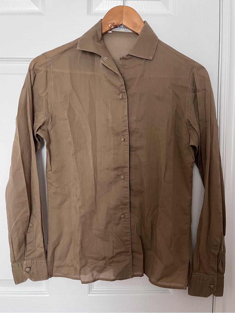 Emilio Pucci Vintage Tan Lightweight Cotton Button-Up Shirt